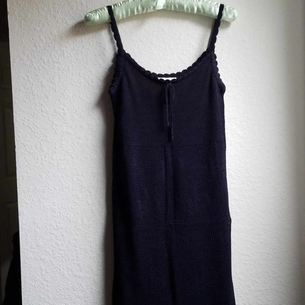 Roccobarocco Crochet Sleeveless Midi Dress Blue Size S
